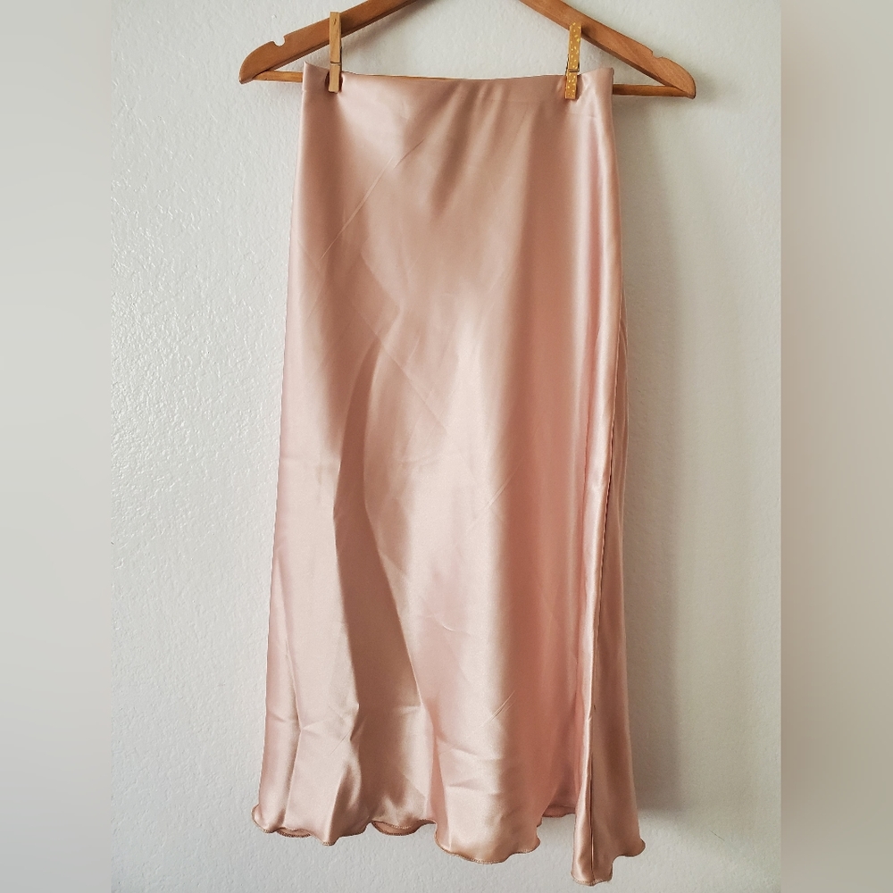 Champagne midi slip skirt